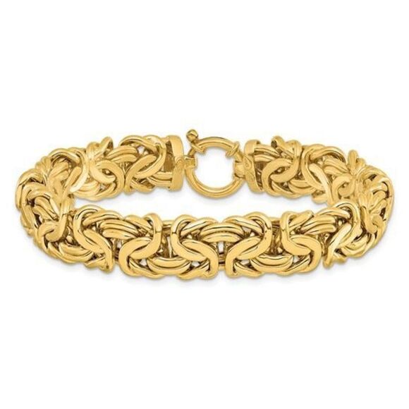 Leslie's 14K Polished Fancy Byzantine Link Bracelet - Picture 1 of 5